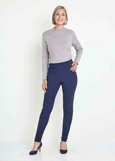 Legging côtelé taille élastiquée Marine