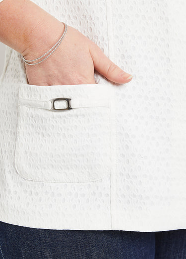 Veste ras de cou manches 3/4 Blanc
