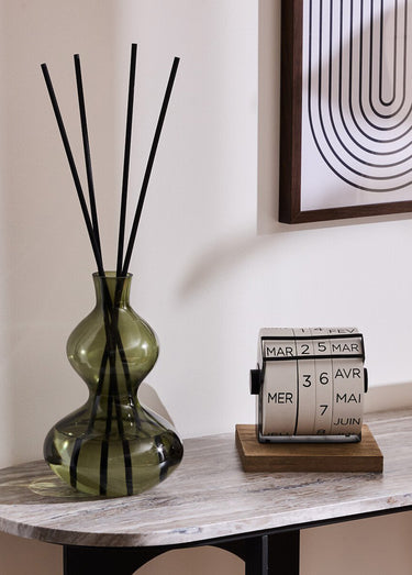 Diffuseur verre coloré + batonnets bois Santal