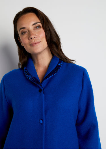 Peignoir robe de chambre long molleton Courtelle® Bleu