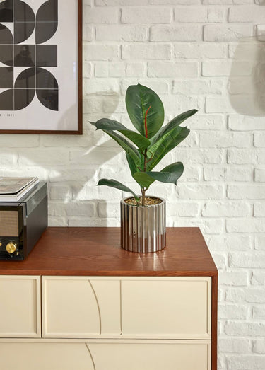 Plante artificielle Ficus robusta + pot Vert