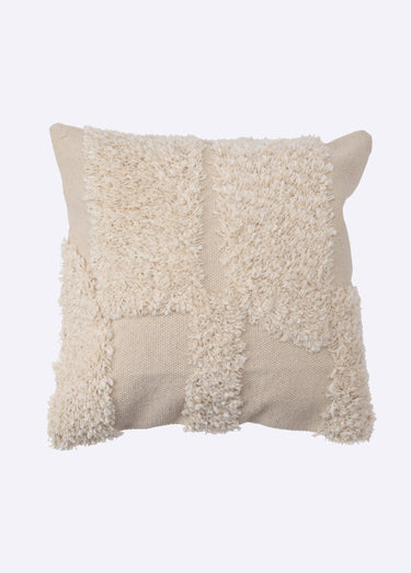 Coussin carré tufté motif abstrait Beige
