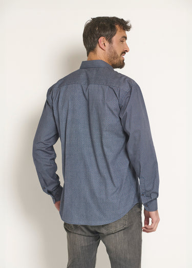 Chemise manches longues à micro motif Marine