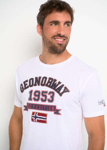 T-shirt inscriptions vintage col rond Blanc