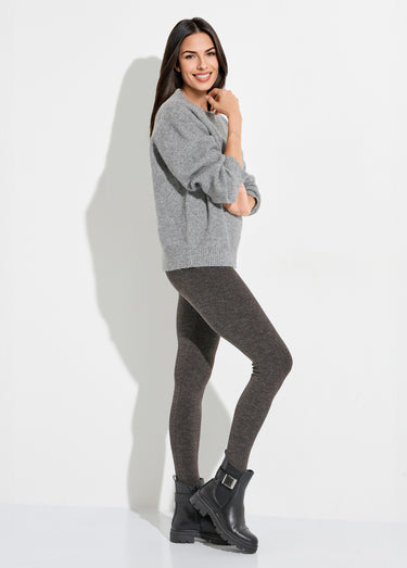 Legging long ceinture élastiqué maille chaude Gris Chine