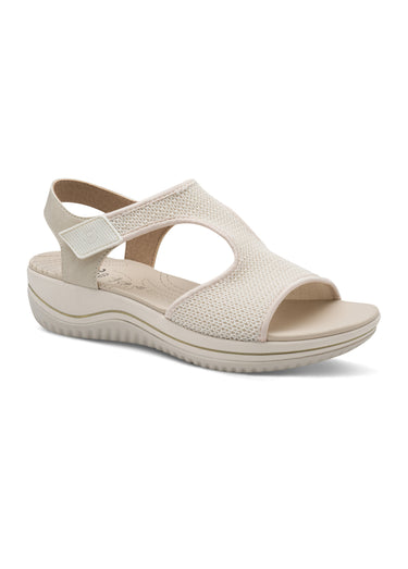 Sandales confort à scratch compensées Beige