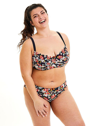 Soutien-gorge armatures, motif floral Imprime Marine