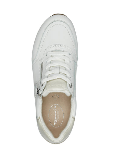 Baskets lacets et zip avec logo perforé Blanc