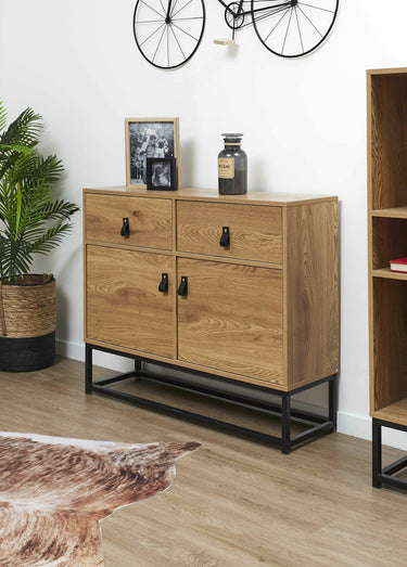 Buffet design, bois et pied métal Naturel / Noir