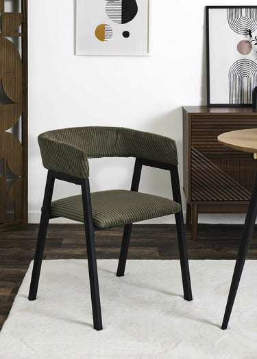 Fauteuils minimalistes velours cotelé 1T Vert/Noir
