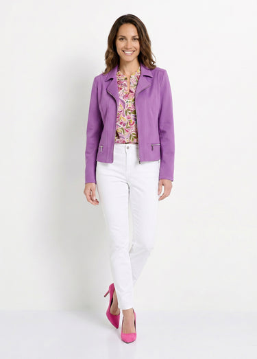 Veste courte zippée droite maille milano Violet