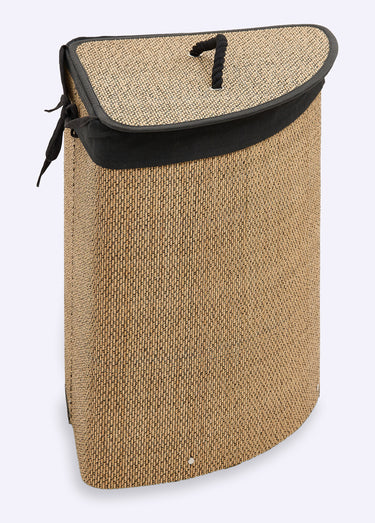 Panier à linge d'angle en bambou, foncé Bambou / Noir