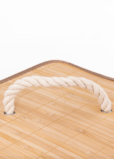 Panier à linge d'angle en bambou, clair Bambou / Blanc