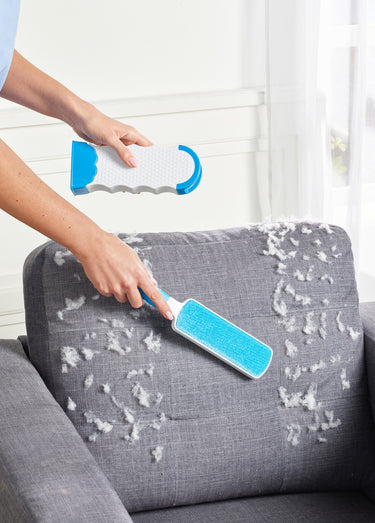 Brosses auto nettoyantes pour tissus Blanc + Bleu - Lot de 2