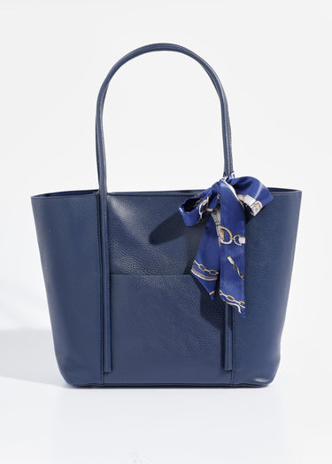 Sac shopping anses courtes + foulard Marine