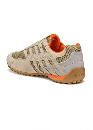 Baskets sportwear multimatières à lacets Sable