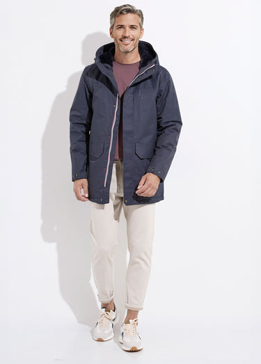 Parka à capuche intérieur fourrure Marine