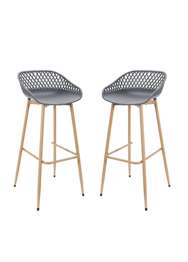 Tabouret de bar avec dossier ajouré Gris