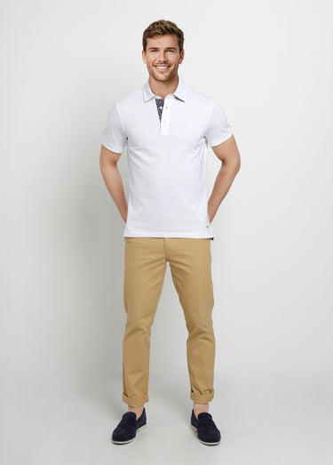 Polo en maille piquée à manches courtes Blanc