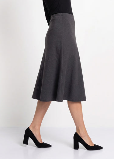 Jupe longue évasée tissu extensible Gris