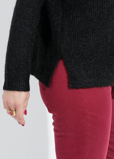 Pull maille mousseuse encolure bateau Noir