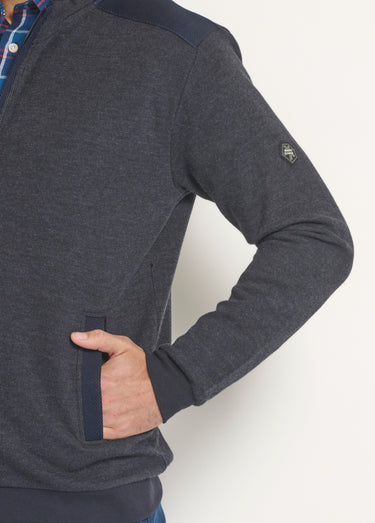 Gilet zippé chiné col montant Bleu