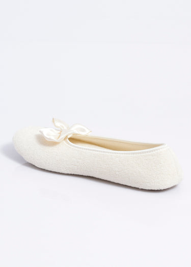 Chaussons ballerines souples largeur confort Ecru