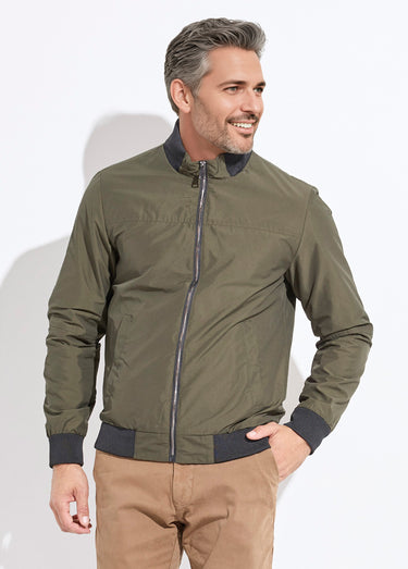 Veste aviateur zippée légère, col montant Kaki