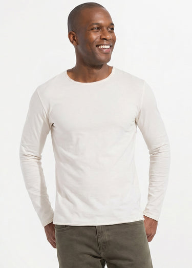 T-shirt col rond détails aspect brut Beige