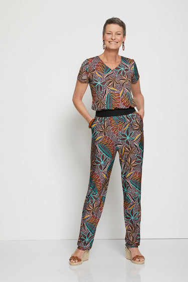 Combinaison-pantalon maille extensible Tomette/Vert