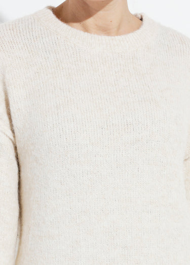 Robe pull courte en maille, col rond Beige