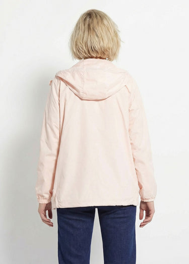 Coupe vent déperlant court uni à capuche Rose Nude