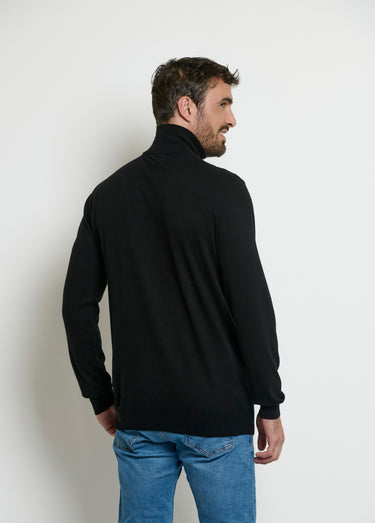 Pull col camionneur zippé contrastant Noir