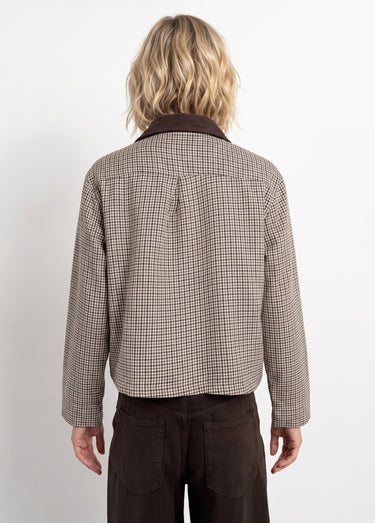 Veste zippée à carreaux et col velours Carreaux Marron