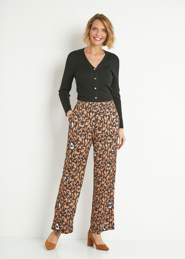 Pantalon fluide élastiqué motif léopard Leopard
