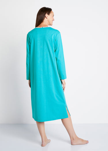 Chemise de nuit mi-longue manches longues Vert Canard