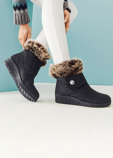 Boots scratchées chaudes largeur confort Noir