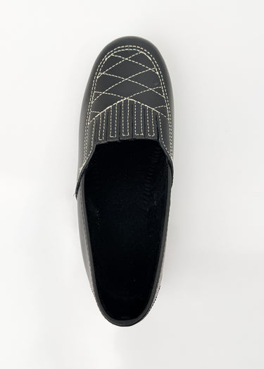 Mocassins cuir largeur confort élastiqués Noir