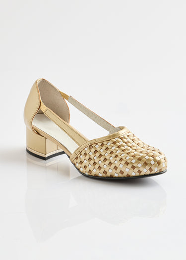 Escarpins à talon cuir Beige/Blanc