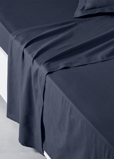 Drap plat coton uni Navy