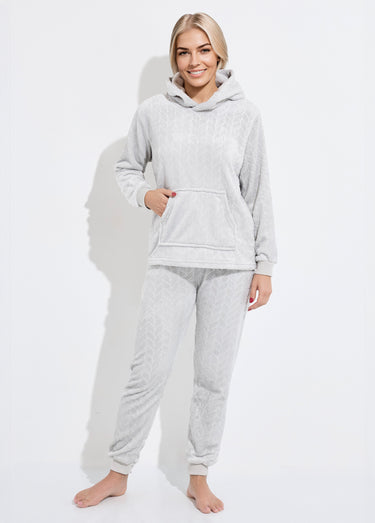 Pyjama chaud polaire avec haut sweat Gris