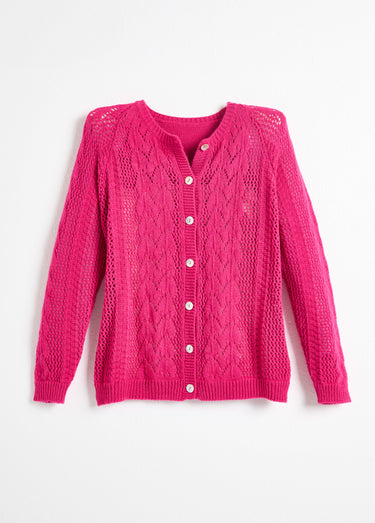 Gilet boutonné ajouré avec laine et cachemire Cassis