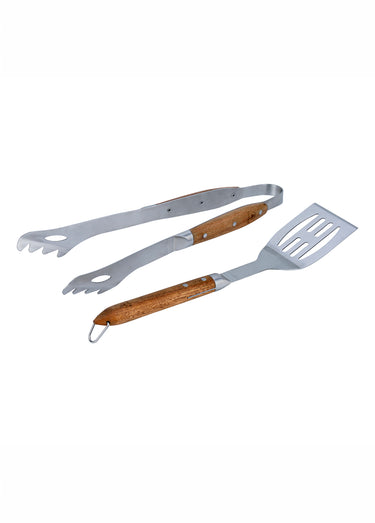 Set 2 Ustensiles barbecue acier/bois SEVE 2 Gris / Marron