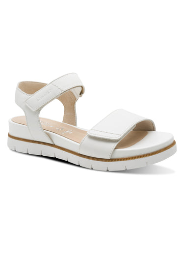 Sandales compensées scratchées en cuir Blanc