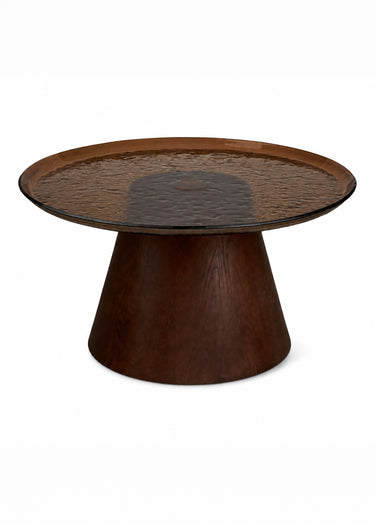 Table basse en verre et frêne ORVIETO Brun Fonce