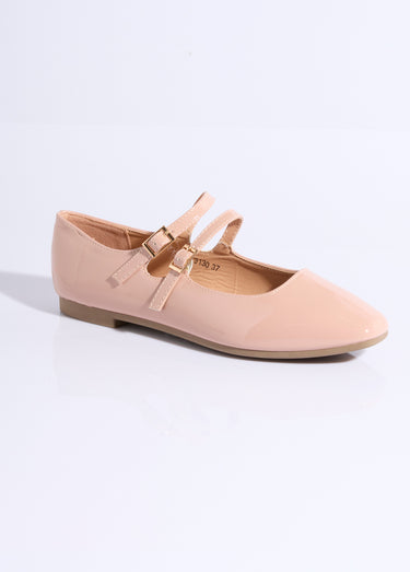 Ballerines plates bout carré, double bride Nude
