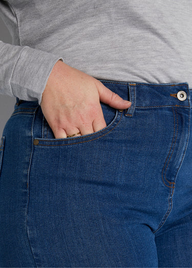 Jean 5 poches ceinture extensible coton stretch Bleu