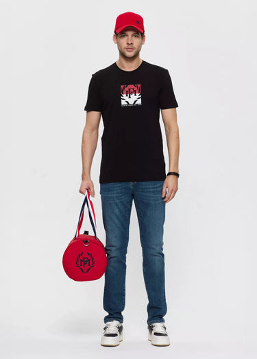 T-shirt col rond avec logo poitrine Noir