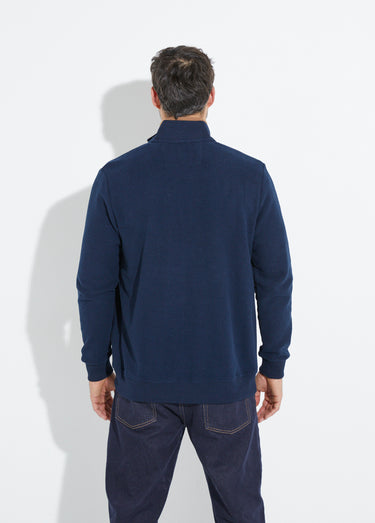 Gilet zippé doux en maille, col montant Marine