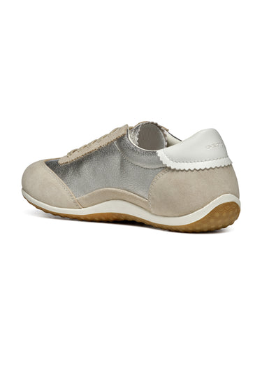 Baskets multimatières à lacets semelle fine Taupe Dore